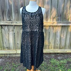 Lane Bryant Black and Brown Leopard Print Sleeveless Dress